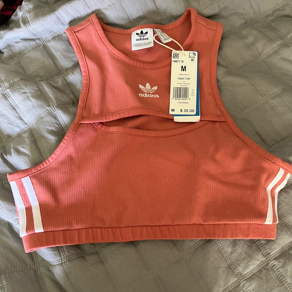 Adidas peach crop top size medium orange/red color